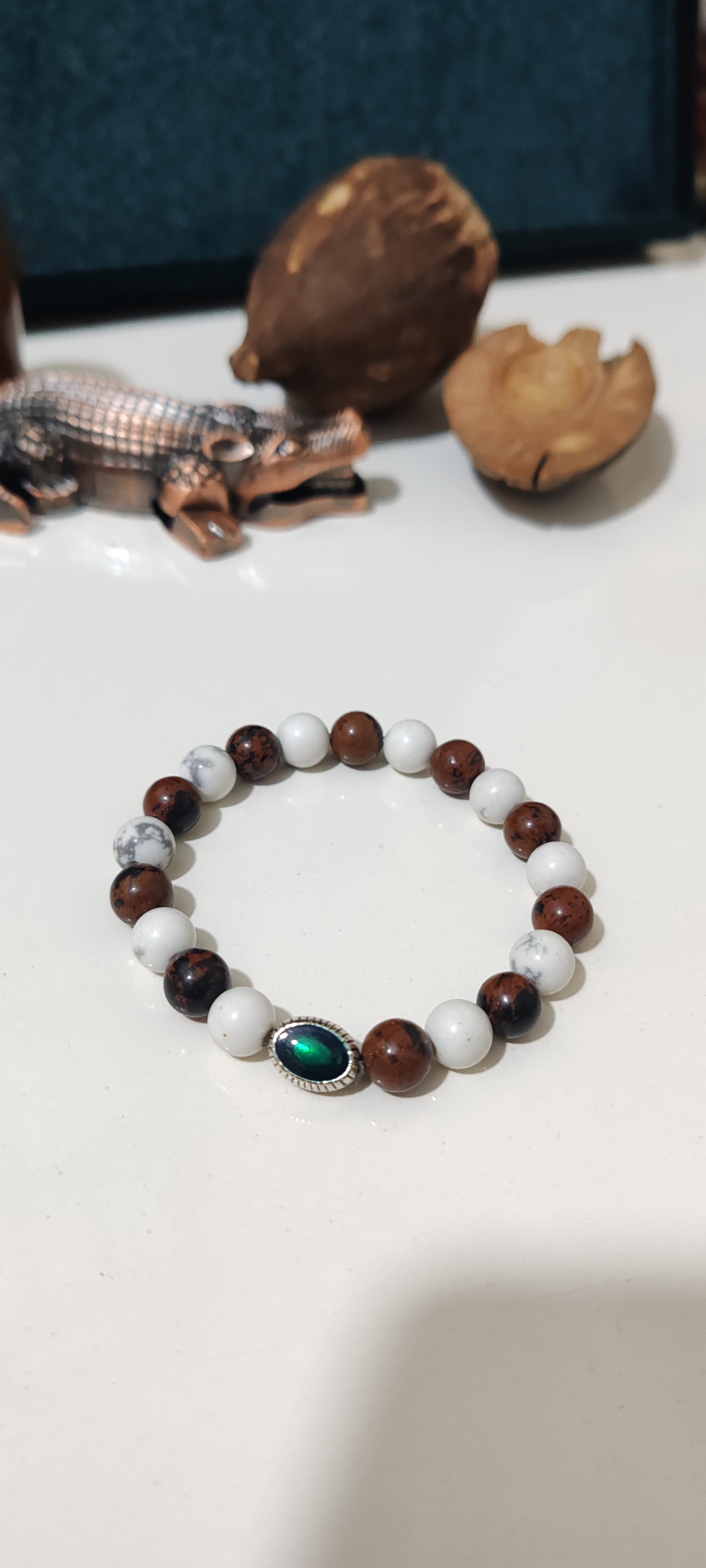 Kuvars & Obsidyen Bileklik